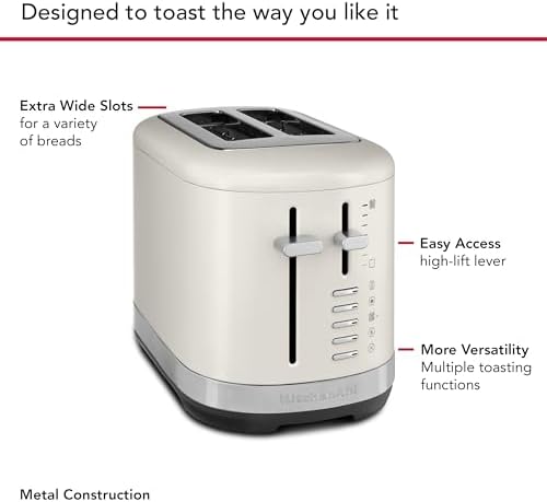 KitchenAid 2 Slice Automatic Toaster with Extra Wide Slots KMT2109BM, Black Matte|B0D3R5GCHM