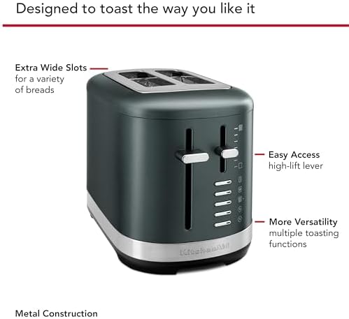 KitchenAid 2 Slice Automatic Toaster with Extra Wide Slots KMT2109BM, Black Matte|B0D3R5GCHM