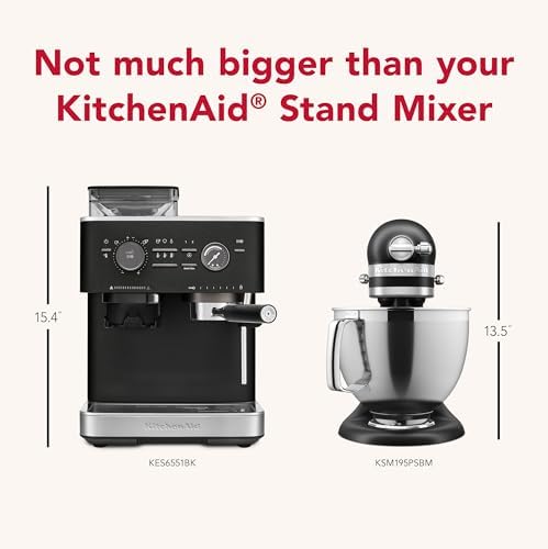 KitchenAid Semi Automatic Espresso Machine with Burr Grinder, 2.5L, Cast Iron Black, KES6551BK|B0CTCYQJX7