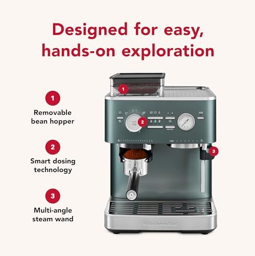 KitchenAid Semi Automatic Espresso Machine with Burr Grinder, 2.5L, Cast Iron Black, KES6551BK|B0CTCYQJX7