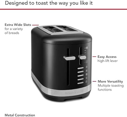 KitchenAid 2 Slice Automatic Toaster with Extra Wide Slots KMT2109BM, Black Matte|B0D3R5GCHM