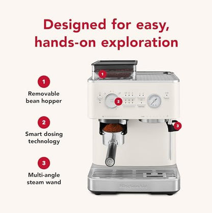 KitchenAid Semi Automatic Espresso Machine with Burr Grinder, 2.5L, Cast Iron Black, KES6551BK|B0CTCYQJX7