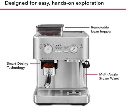 KitchenAid Semi Automatic Espresso Machine with Burr Grinder, 2.5L, Cast Iron Black, KES6551BK|B0CTCYQJX7
