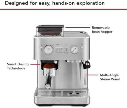 KitchenAid Semi Automatic Espresso Machine with Burr Grinder, 2.5L, Cast Iron Black, KES6551BK|B0CTCYQJX7