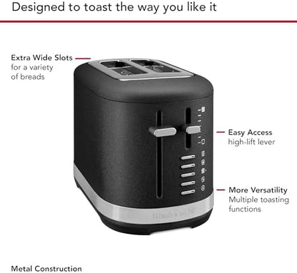 KitchenAid 2 Slice Automatic Toaster with Extra Wide Slots KMT2109BM, Black Matte|B0D3R5GCHM