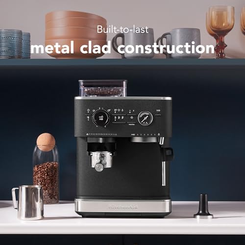 KitchenAid Semi Automatic Espresso Machine with Burr Grinder, 2.5L, Cast Iron Black, KES6551BK|B0CTCYQJX7