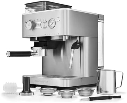 KitchenAid Semi Automatic Espresso Machine with Burr Grinder, 2.5L, Cast Iron Black, KES6551BK|B0CTCYQJX7