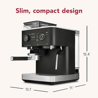 KitchenAid Semi Automatic Espresso Machine with Burr Grinder, 2.5L, Cast Iron Black, KES6551BK|B0CTCYQJX7