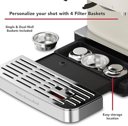 KitchenAid Semi Automatic Espresso Machine with Burr Grinder, 2.5L, Cast Iron Black, KES6551BK|B0CTCYQJX7