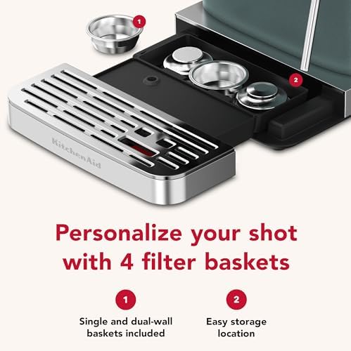 KitchenAid Semi Automatic Espresso Machine with Burr Grinder, 2.5L, Cast Iron Black, KES6551BK|B0CTCYQJX7