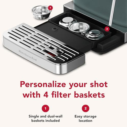 KitchenAid Semi Automatic Espresso Machine with Burr Grinder, 2.5L, Cast Iron Black, KES6551BK|B0CTCYQJX7