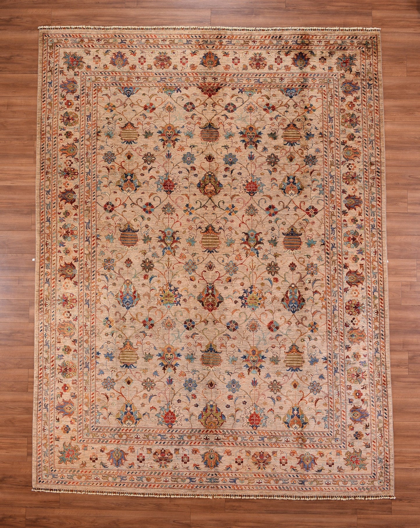 Sultani Binbirgece Original Hand Woven Beige Vegetable Dyed Wool Carpet 296x390 11.54 Square Meters - 10x14 ft