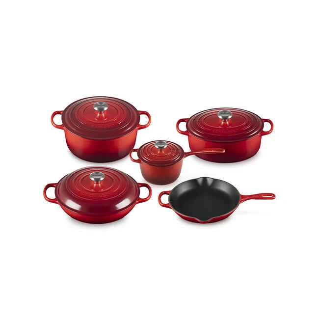 Signature Enameled Cast Iron 9-Piece Cookware Set