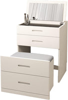 Dresser Table with Flip Top Mirror and Cushioned Stool