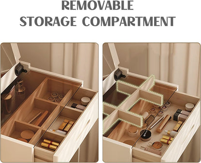 Dresser Table with Flip Top Mirror and Cushioned Stool