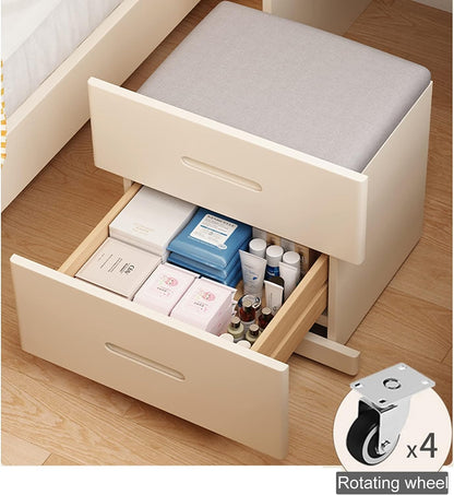 Dresser Table with Flip Top Mirror and Cushioned Stool