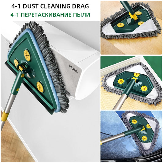 Washing Glass Ceiling Car wash Cleaning Squeegee Kitchen Wall Flat Mop Windows Telescopic Wiper Brush With Chenille Triangle Mop