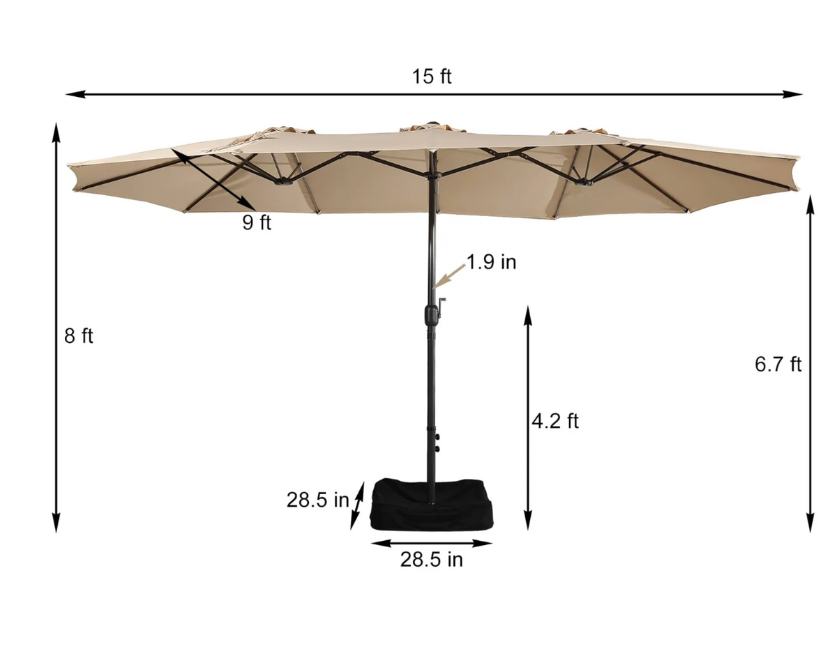 15ft Patio Market Umbrella with base